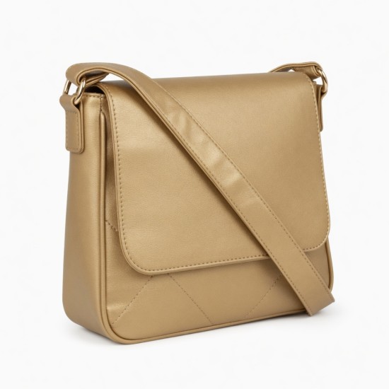 Shoulder Bag Evening Gold Faux Leather for Women