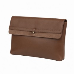Brown Leather Clutch Suede for Women