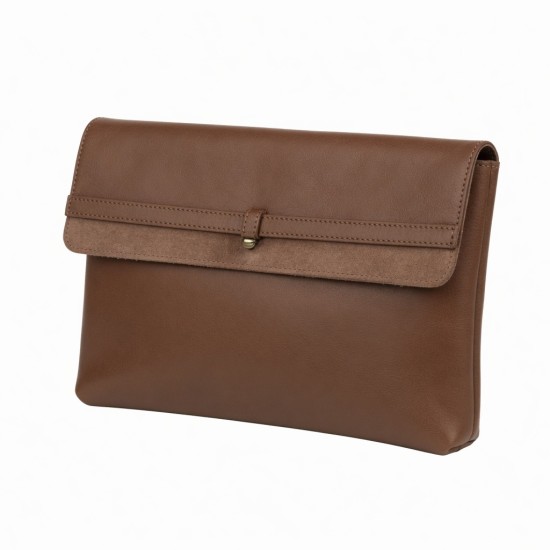 Brown Leather Clutch Suede for Women
