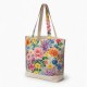 Multicolor Tote Bag Floral Shopping Flowers for Women