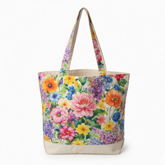 Multicolor Tote Bag Floral Shopping Flowers for Women