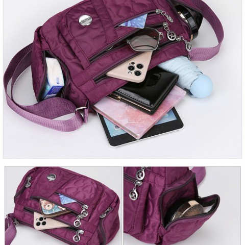 Crossbody Bag Nylon Zip Shoulder Strap for Women