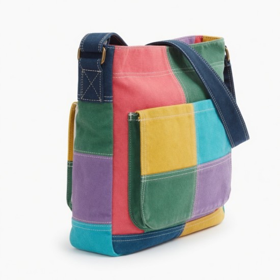 Multicolor Canvas Shoulder Bag Printed Capacity for Women