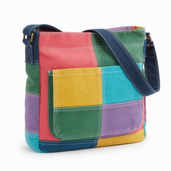 Multicolor Canvas Shoulder Bag Printed Capacity for Women