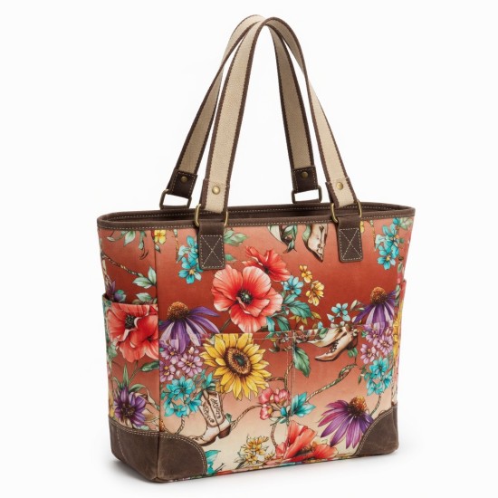 Multicolor Tote Bag Floral Western for Women