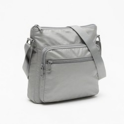 Crossbody Bag Silver Nylon Zip for Women