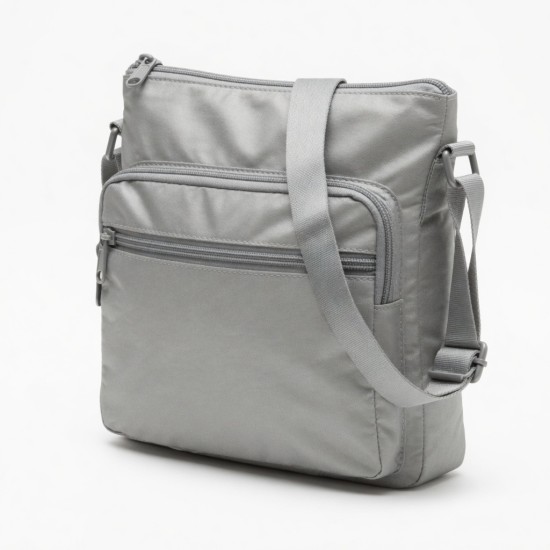 Crossbody Bag Silver Nylon Zip for Women