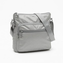 Crossbody Bag Silver Nylon Zip for Women