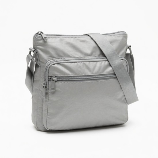 Crossbody Bag Silver Nylon Zip for Women