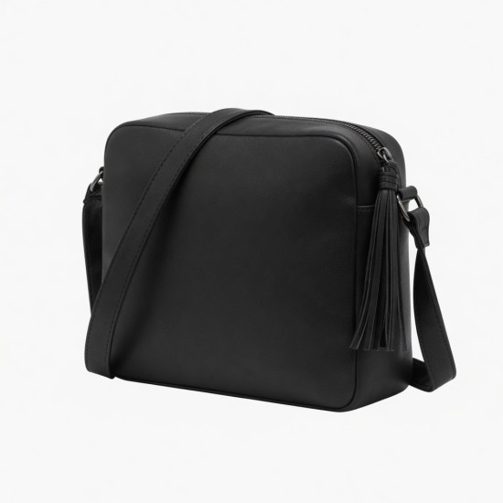 Faux Leather Crossbody Bag Tassel Zipped for Women