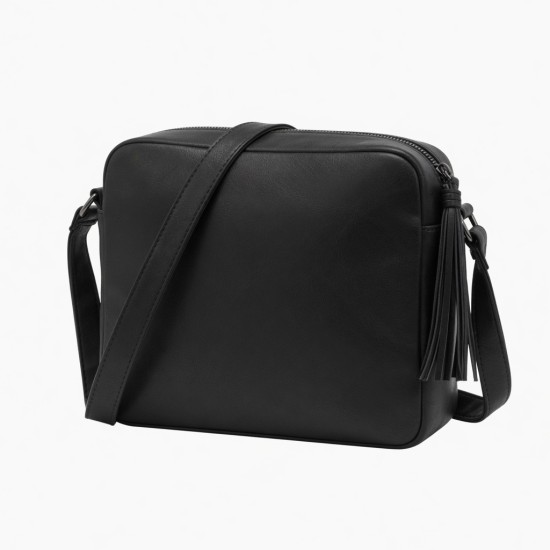 Faux Leather Crossbody Bag Tassel Zipped for Women