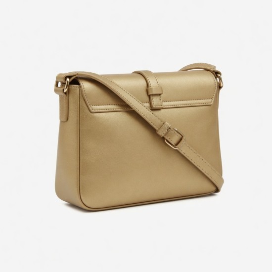 Gold Leather Crossbody Bag for Women
