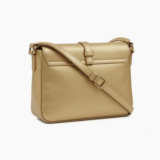 Gold Leather Crossbody Bag for Women