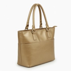 Gold Faux Leather Tote Bag for Women