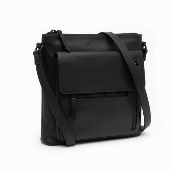 Leather Crossbody Bag Multi Zip for Women