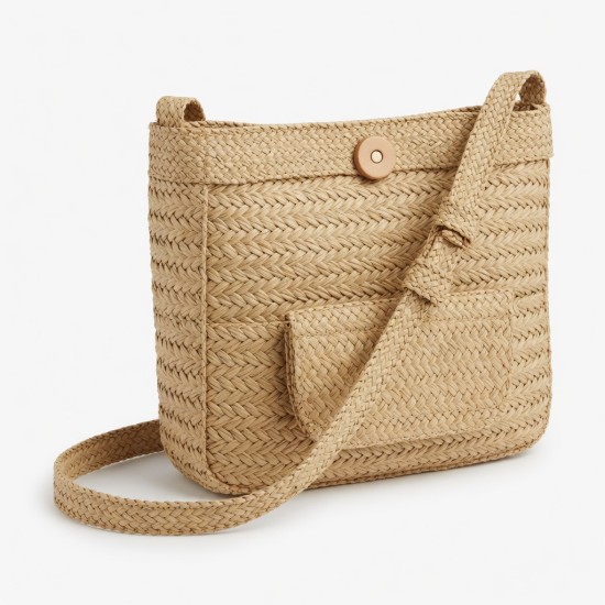 Straw Crossbody Bag Woven Knitted for Women