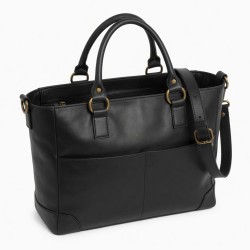 Black Leather Tote Bag Laptop for Women