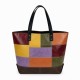Multicolor Faux Leather Tote Bag Patchwork Shoulder for Women