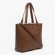 Brown Faux Leather Tote Bag Triple Compartment for Women