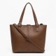 Brown Faux Leather Tote Bag Triple Compartment for Women