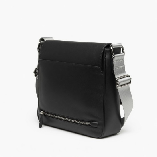 Leather Crossbody Bag Silver Nylon for Women
