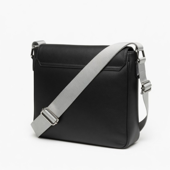 Leather Crossbody Bag Silver Nylon for Women