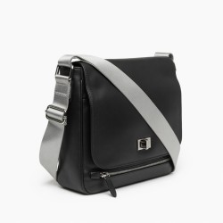 Leather Crossbody Bag Silver Nylon for Women