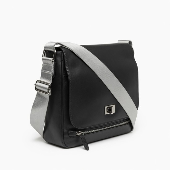 Leather Crossbody Bag Silver Nylon for Women
