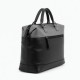 Black Gray Leather Handbag Zipped Top Handle for Women