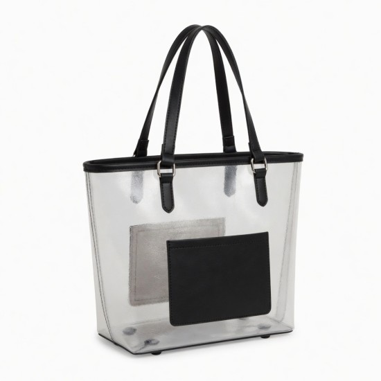 Faux Leather Tote Bag Transparent for Women